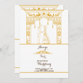 エレガントなメヘンディーの結婚式招待状 招待状 (正面/裏面)