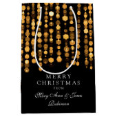 エレガントなメリークリスマスきらめくライト金ゴールド ミディアムペーパーバッグ (正面)