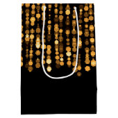 エレガントなメリークリスマスきらめくライト金ゴールド ミディアムペーパーバッグ (裏面)