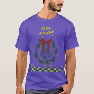 エレガントなメリークリスマスのリースのデザイン Tシャツ
