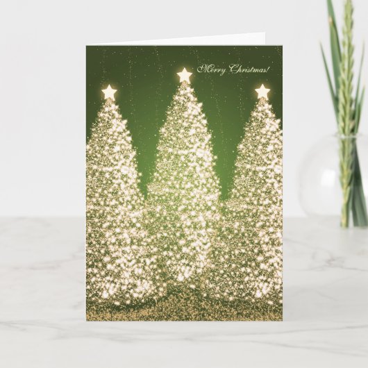エレガントなメリークリスマスの休日の金ゴールドの輝き シーズンカード (正面)