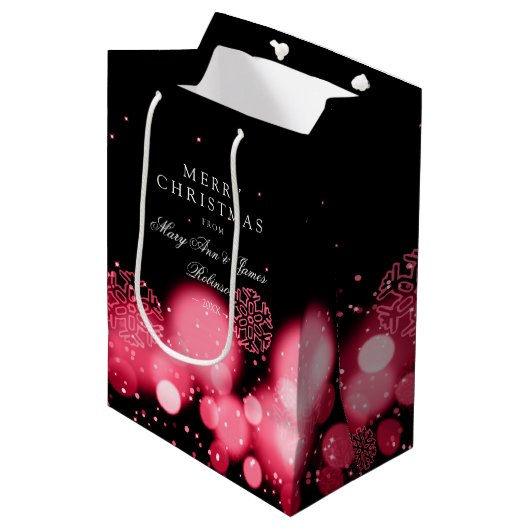 エレガントなメリークリスマスの冬の驚異の赤 ミディアムペーパーバッグ (正面アングル)