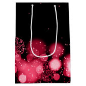 エレガントなメリークリスマスの冬の驚異の赤 ミディアムペーパーバッグ (裏面)