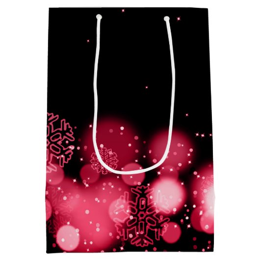 エレガントなメリークリスマスの冬の驚異の赤 ミディアムペーパーバッグ (裏面)