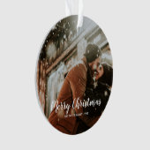 エレガントなメリークリスマスの文字|のばら色の金ゴールド|の写真 オーナメント (正面)