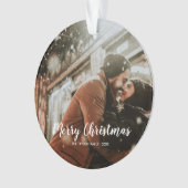 エレガントなメリークリスマスの文字|のばら色の金ゴールド|の写真 オーナメント (正面)