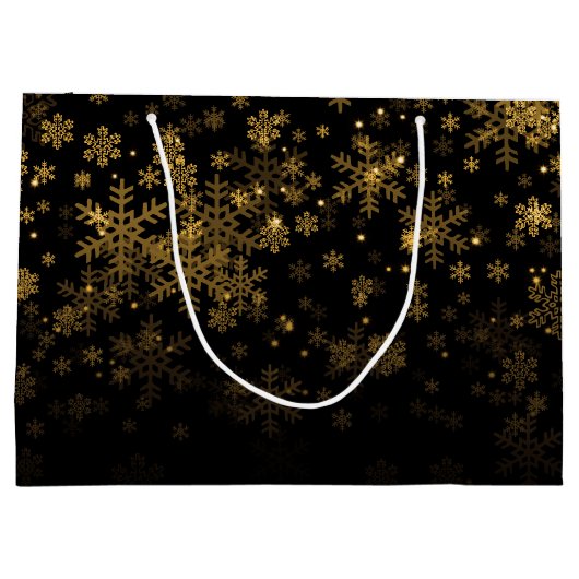 エレガントなメリークリスマスの輝きの金ゴールド ラージペーパーバッグ (裏面)