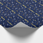 エレガントなメリークリスマスの金ゴールド及び白い雪片 ラッピングペーパー (角)