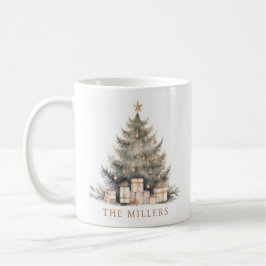 エレガントなメリークリスマスツリー ゴールドミニマリスト コーヒーマグカップ