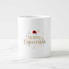 エレガントなメリークリスマス ゴールド＆レッドデザイン ジャンボコーヒーマグカップ