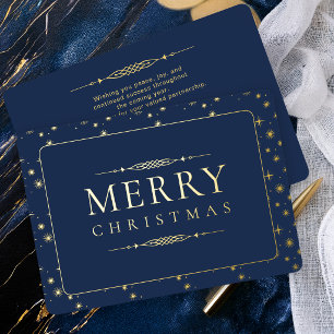 エレガントなメリークリスマス ネイビーコーポレートビジネス 箔シーズンカード
