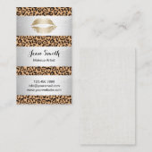 エレガントなメーキャップアーティストのヒョウのプリントの銀のストライプ 名刺 (正面/裏面)