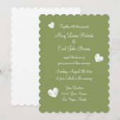 エレガントなモスグリーンの扇形ウェディング招待状 招待状 (正面/裏面)