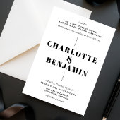 エレガントなモダンで大胆なブラック&ホワイトの結婚式 招待状