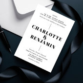 エレガントなモダンで大胆なブラック&ホワイトの結婚式 招待状