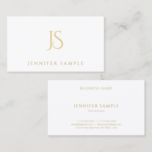 エレガントなモダンなはっきりした専門の金ゴールドのモノグラム 名刺 (正面/裏面)