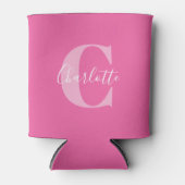 エレガントなモダンなイニシャル名をホットピンクで 缶クーラー (正面)