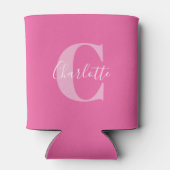エレガントなモダンなイニシャル名をホットピンクで 缶クーラー (裏面)