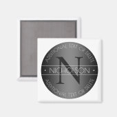 エレガントなモダンなイニシャル 黒と白のシェーディング マグネット (正面/裏面)