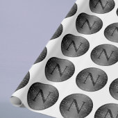 エレガントなモダンなイニシャル 黒と白のシェーディング ラッピングペーパー