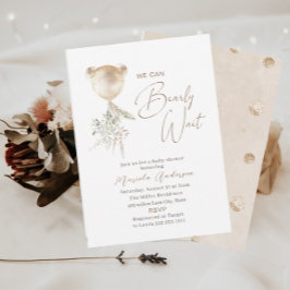 エレガントなモダンなクマの赤ちゃん待ちのベビーシャワー 招待状