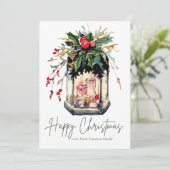 エレガントなモダンなクリスマスの緑のキャンドル フラット シーズンカード (スタンド正面)