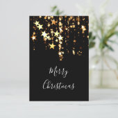 エレガントなモダンなクリスマスツリーのゴールドの星たち 招待状 (スタンド正面)