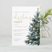 エレガントなモダンなクリスマスツリーの社内パーティー 招待状 (スタンド正面)