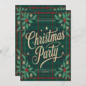 エレガントなモダンなクリスマスパーティーの招待状 シーズンカード (正面/裏面)