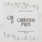エレガントなモダンなクリスマスパーティーの招待状 シーズンカード (正面/裏面)