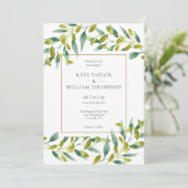 エレガントなモダンなグリーン写真ウェディング招待状 招待状 (スタンド正面)