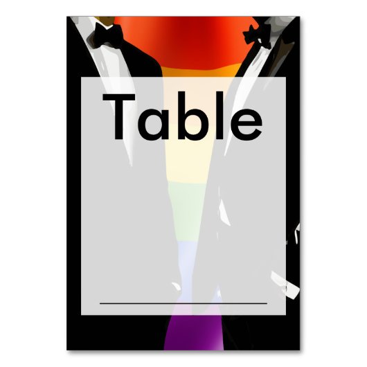 エレガントなモダンなゲイの男性のウェディング・レインボー テーブルナンバー (正面)