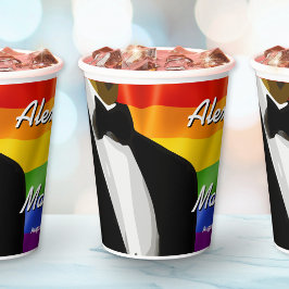 エレガントなモダンなゲイの男性のウェディング・レインボー 紙コップ