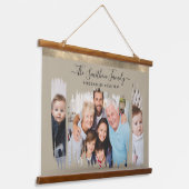 エレガントなモダンなタープ&ゴールド あなたの写真を追加 ファミリー 吊り下げ型タペストリー (傾斜あり)