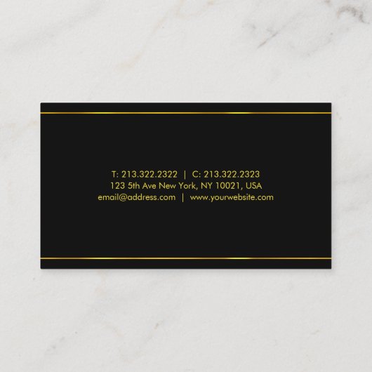 エレガントなモダンなデザインの黒の金ゴールドのテンプレートの贅沢 名刺 (裏面)