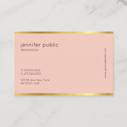 エレガントなモダンなピンクおよび金ゴールド筆記体手の原稿 名刺 (裏面)