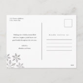 エレガントなモダンなホイル雪の結晶の写真 シーズンポストカード (裏面)