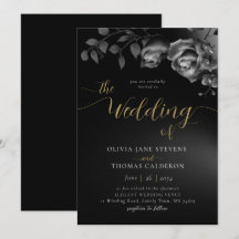 エレガントなモダンなムーディーなブラック＆ホワイトのフラワーウェディング