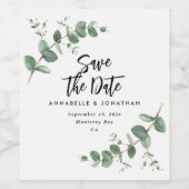 エレガントなモダンなユーカリのSave the Date chic ワインラベル (シングルラベル)