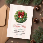 エレガントなモダンなリースのクリスマスパーティー 招待状