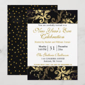 エレガントなモダンな大晦日パーティーの招待状 シーズンカード (正面/裏面)