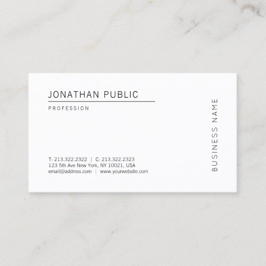 エレガントなモダンな最小主義のテンプレートのプロフェッショナル 名刺 (正面)