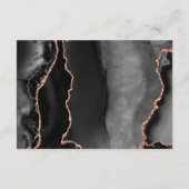 エレガントなモダンな結婚式の受付案内カード　ブラック ローズゴールド アゲート ダークウェディング エンクロージャーカード (裏面)