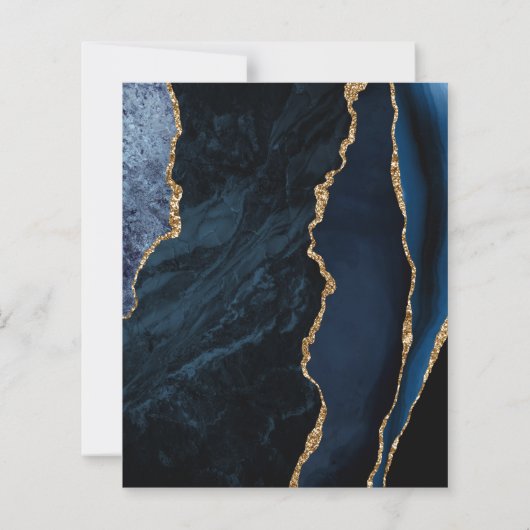 エレガントなモダンな結婚式の「Save the Date」カード - ネイビーブルーのアゲートの縁取 (裏面)