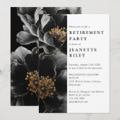 エレガントなモダンな花の退職パーティー 招待状 (正面/裏面)