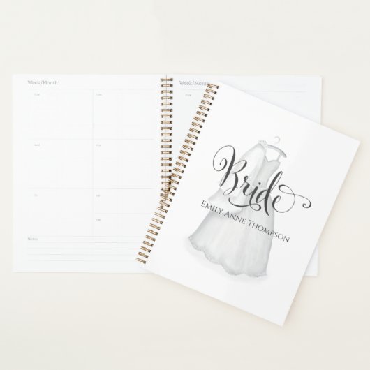 エレガントなモダンな花嫁のウェディングミニマルドレス プランナー手帳 (ディスプレー)