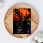 エレガントなモダンな花柄オレンジの母の日ブランチ 招待状