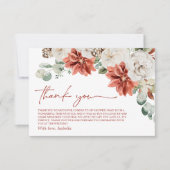 エレガントなモダンな赤い冬のクリスマス ブライダルシャワー サンキューカード (正面)