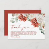 エレガントなモダンな赤い冬のクリスマス ブライダルシャワー サンキューカード (正面/裏面)