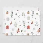 エレガントなモダンな赤い冬のクリスマス ブライダル シャワー サンキューカード (裏面)